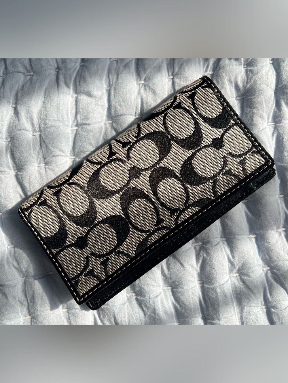 Coach Signature Canvas Checkbook Wallet